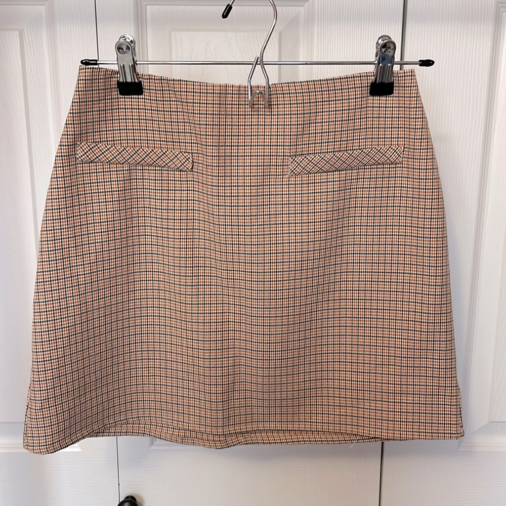 Orange and Black Altar’d State Plaid Mini Skirt Size Small